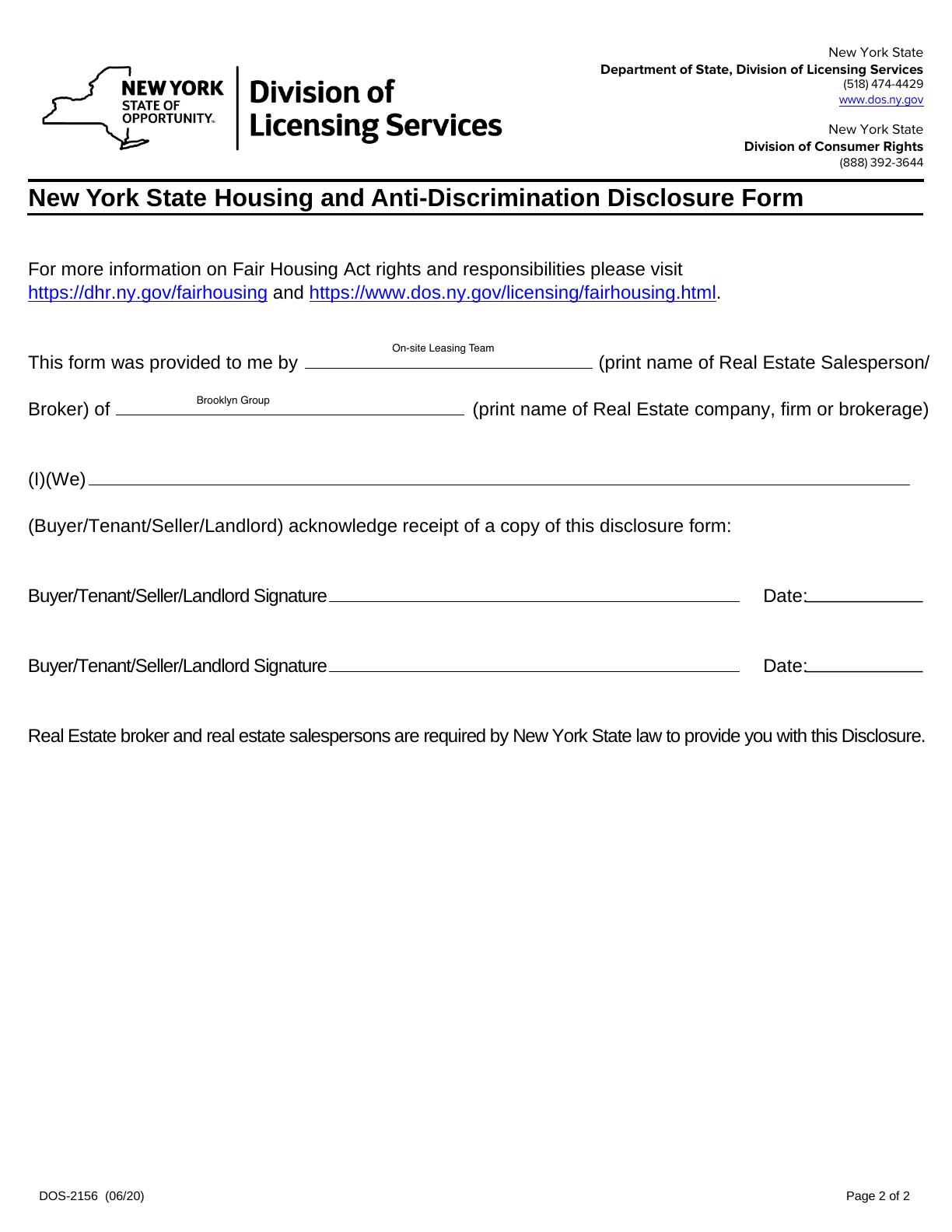 Fair Housing Disclosure page 2